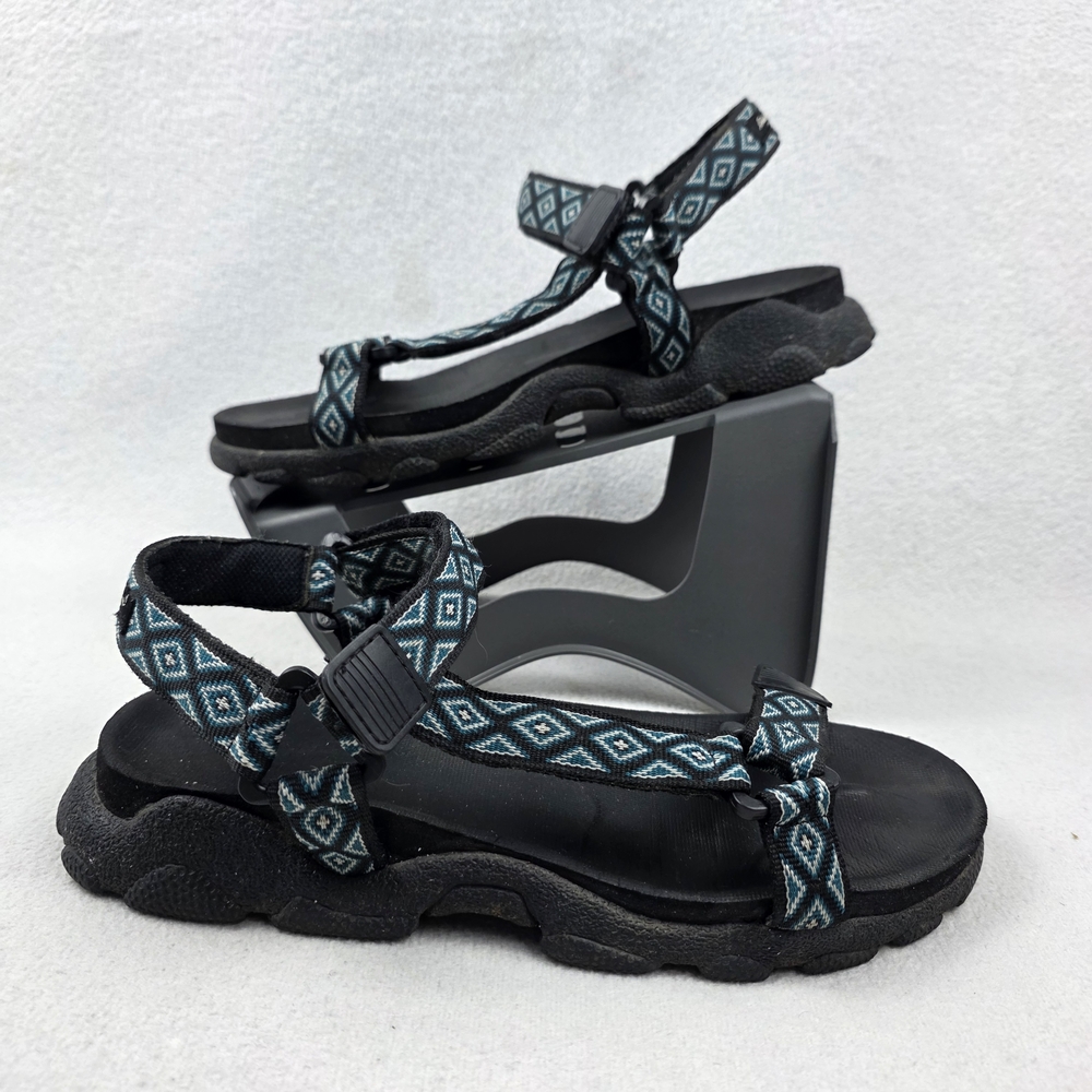 Eddie Bauer Holman Sandals Men's Size 9 Black Blue Adjustable Straps Footbed